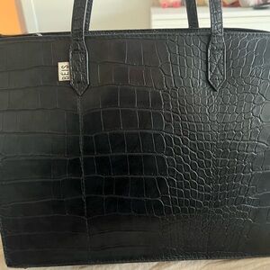 BEIS Black Crocodile Pattern Briefcase